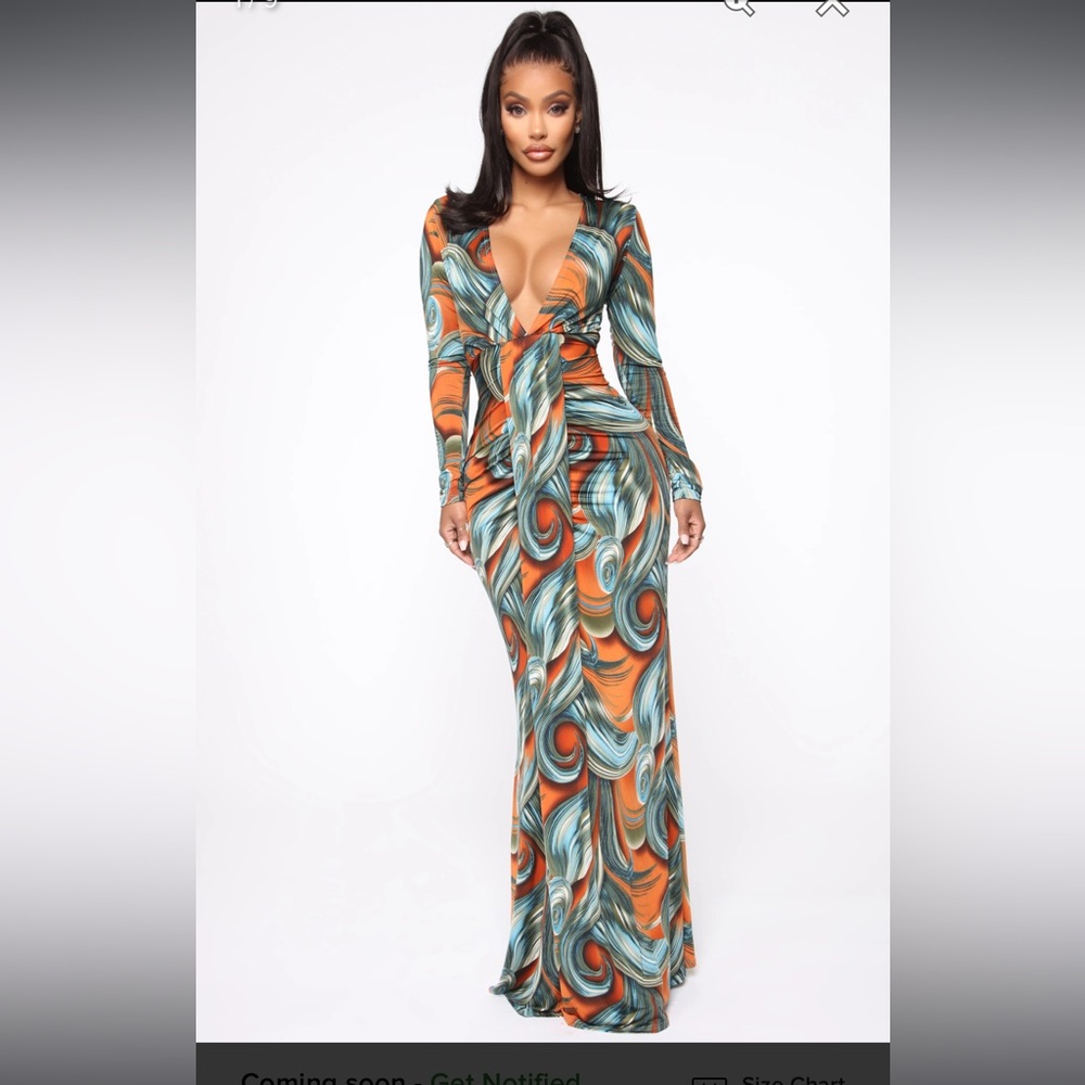 Dream Wave Maxi Dress - Orange/combo M preloved condition